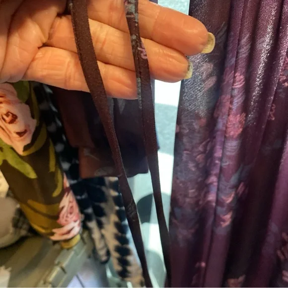 Vintage Patty O’Neil purple Embellished Pleated Gown with Long Bishop Sl… - Picture 6 of 16